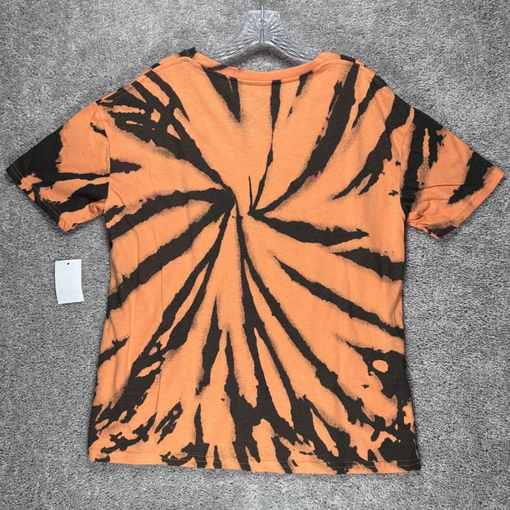 Mighty Fine Mens Orange Black Tie Dye Skeleton Graphic T-Shirt Live Best Life M - Picture 5 of 8